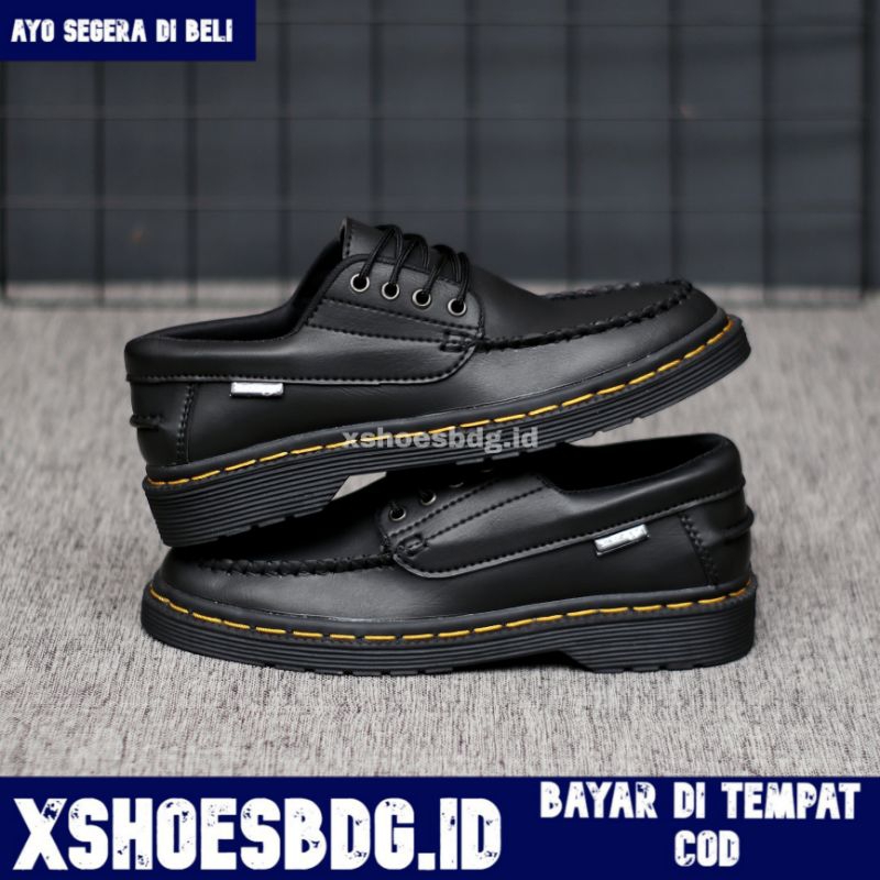 Sepatu Docmart Pria Kulit Original Formal Casual Pantofel Kerja Kuliah Main Kondangan Hitam Dinas Resmi