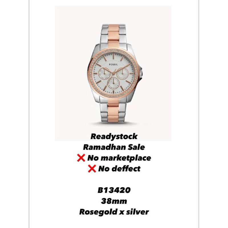 Jam tangan fossil rose gold silver