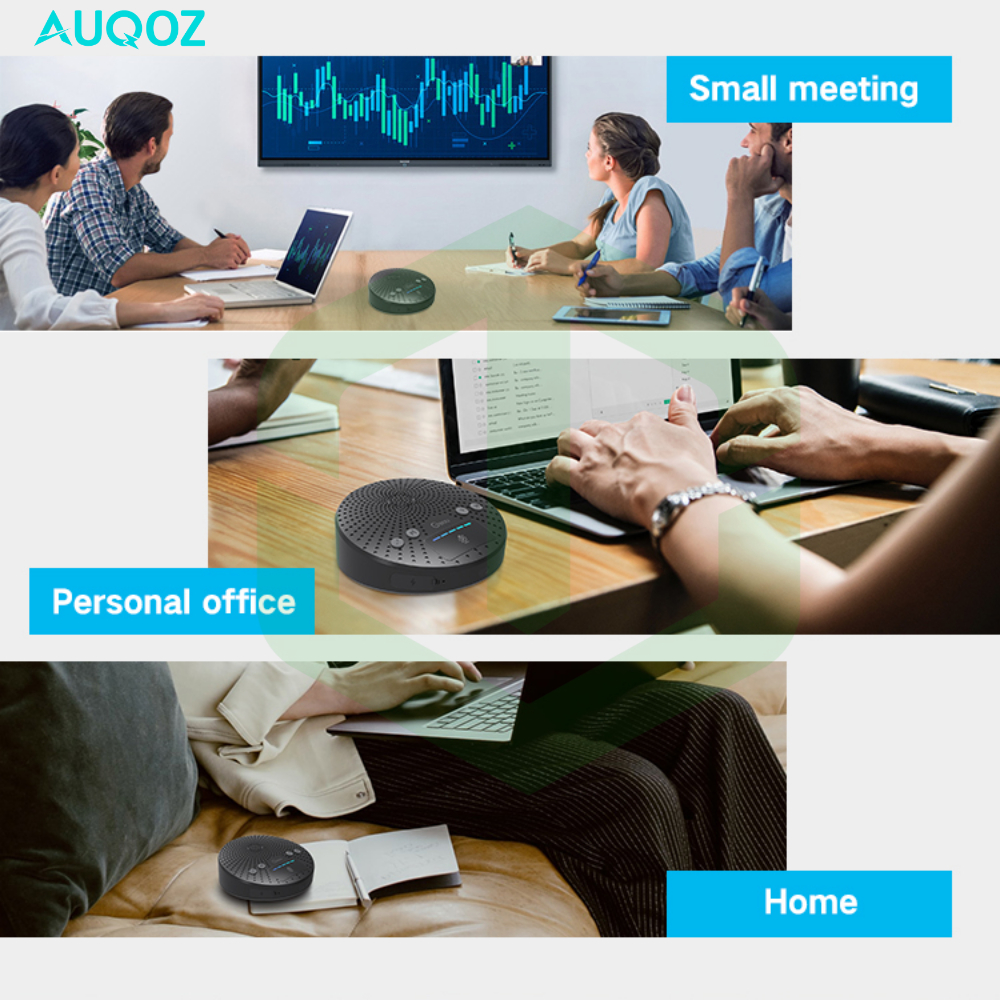 AUQOZ 2-in-1 Conference Mic Meeting and Bluetooth Speakerphone with True Noise Reduction Technology