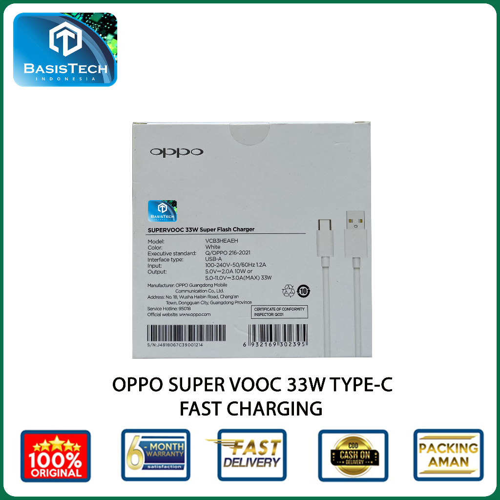 CHARGER OPPO TYPE C 33W SUPER VOOC ORIGINAL HIGH QUALITY