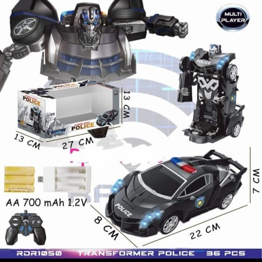 Mainan Mobil Remote Control Polisi Car Bisa Berubah Robot Mainan Anak Robot