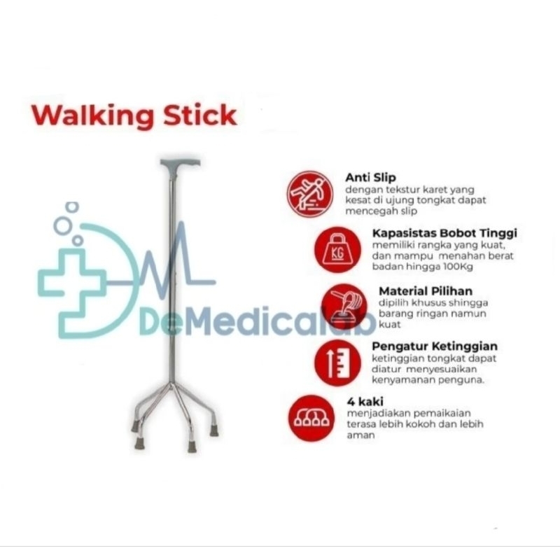 Tongkat Kaki 4 / Alat Bantu Jalan Tongkat Kaki 4 Lansia