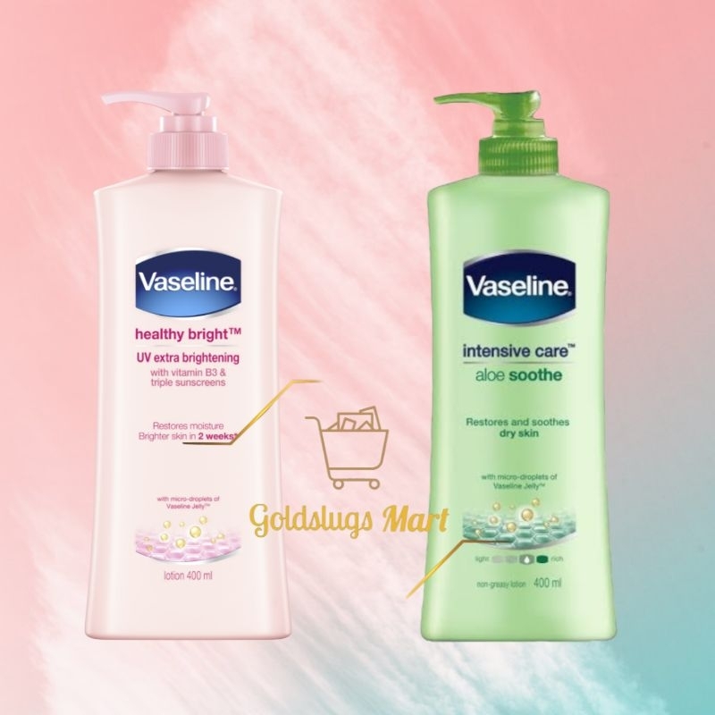 GS Vaseline Lotion Healthy Bright Uv Extra Bright, Intensive Care Aloe Soothe 400ml