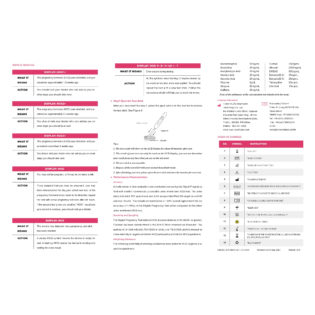 HUAC Reusable Digital Pregnancy Test with Weeks Indicator