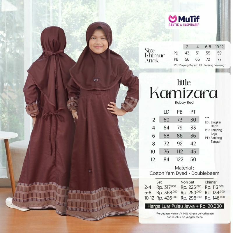 Mutif Sarimbit Kamizara Kamiza Ruby Red Baju Muslim Gamis Sarimbit Keluarga Family Series Terbaru Ori Lebaran 2023