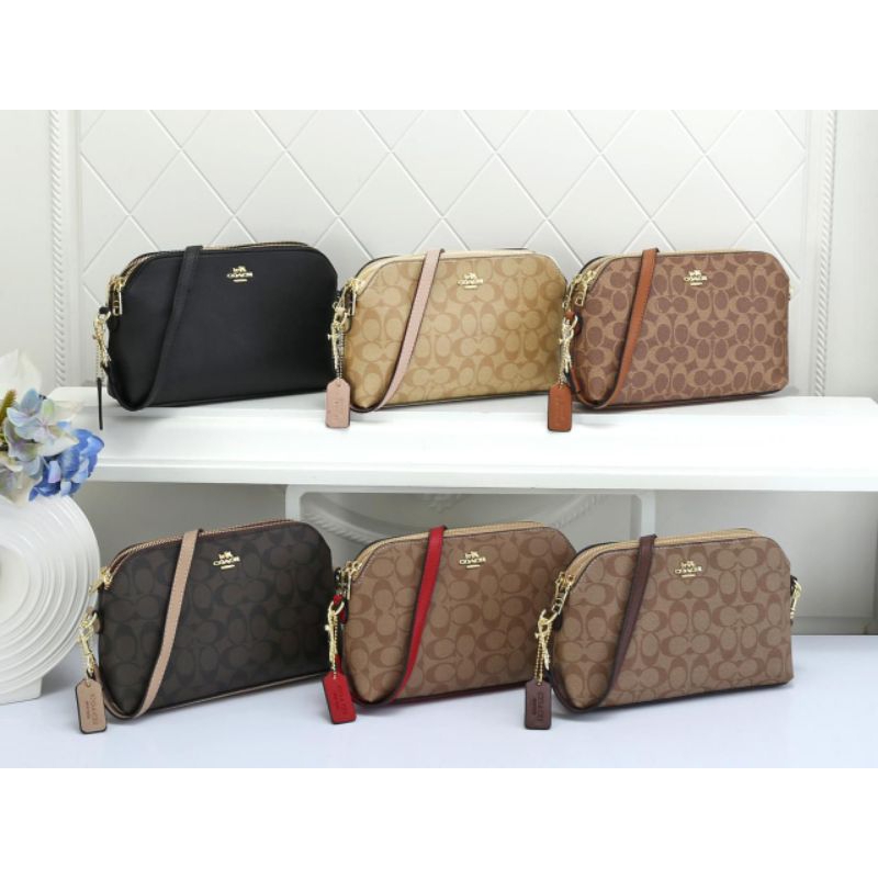 Tas Selempang / Slingbag Co*ach Double Zipper Import Free 2 Tali