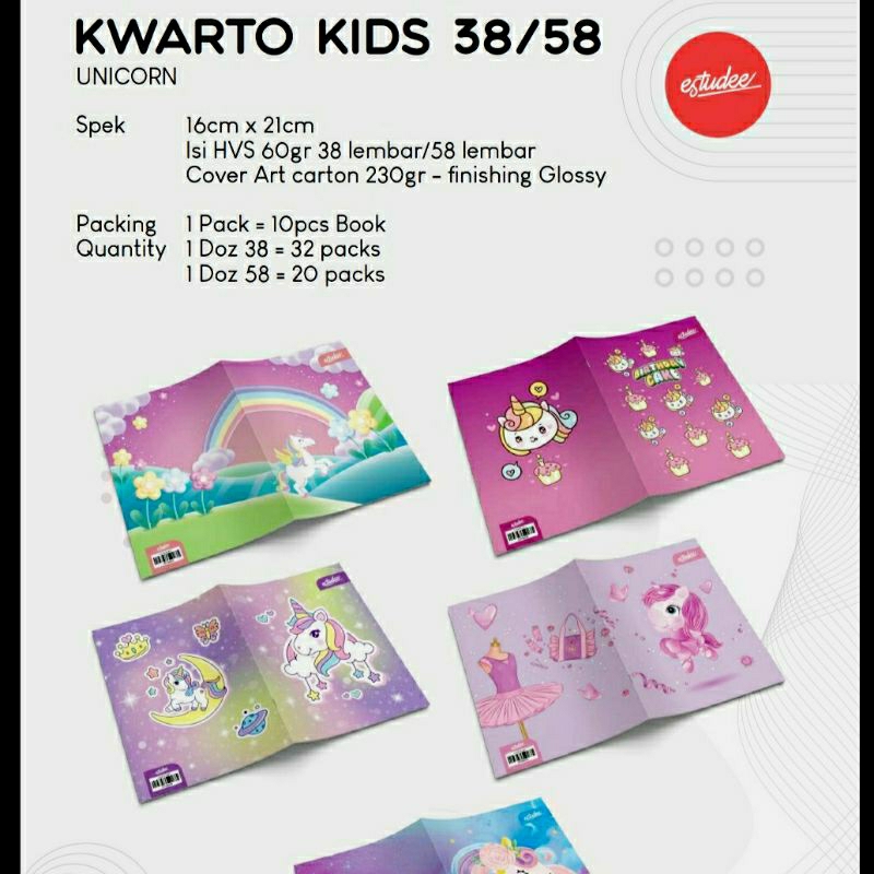 

Buku Tulis Kwarto Kids 58 38 isi 10 pcs Estudee
