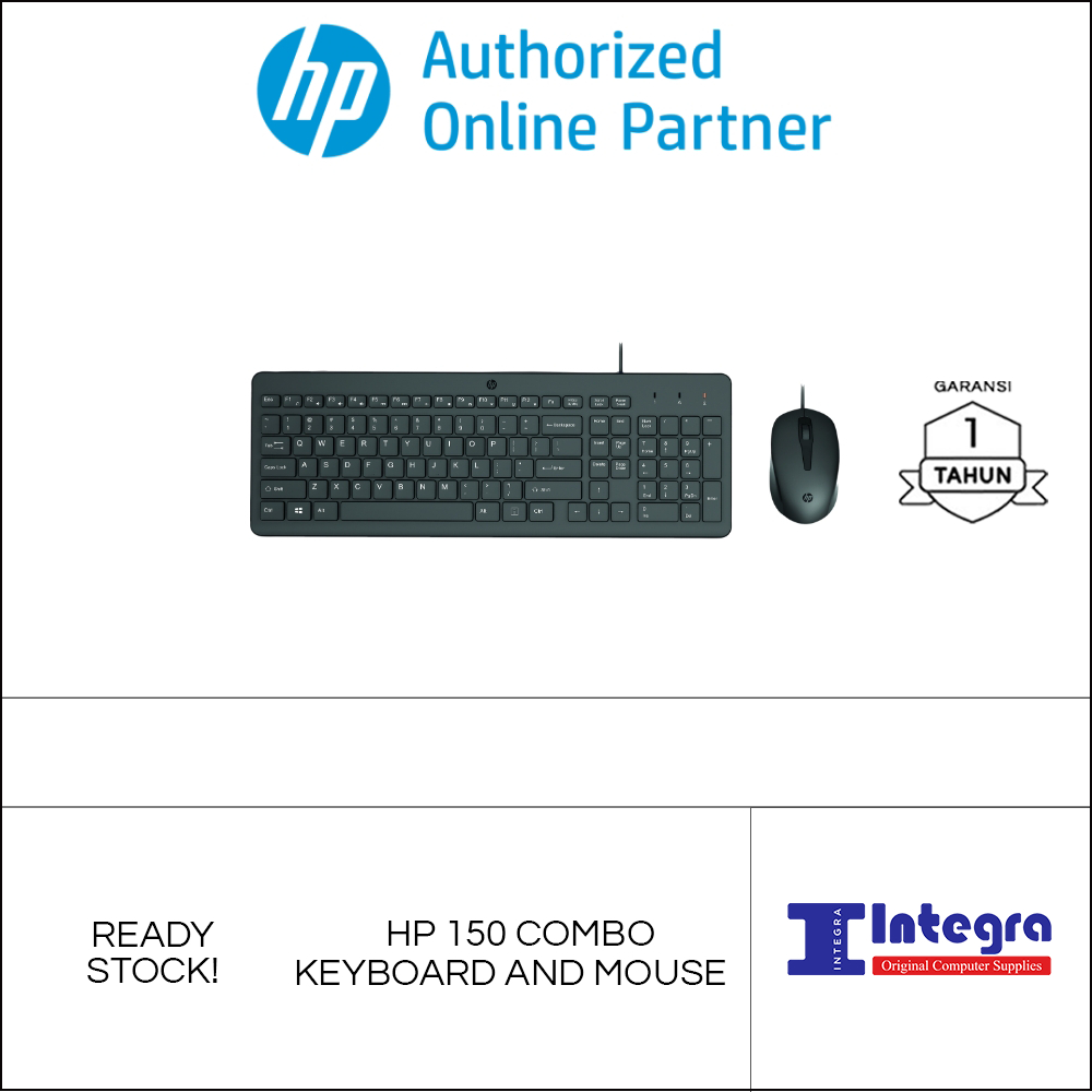 HP 150 Wired Keyboard and Mouse Combo Instant USB Plug - Garansi Resmi