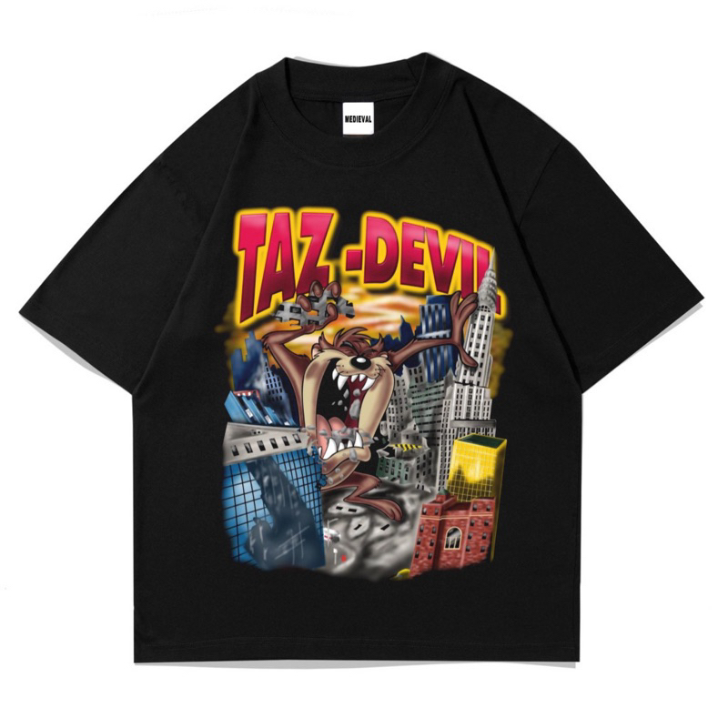 Kaos Baju TAZMANIA DEVIL | T-SHIRT OVERSIZE HITAM VINTAGE | BOOTLEG PREMIUM | Streetwear | Film Kart