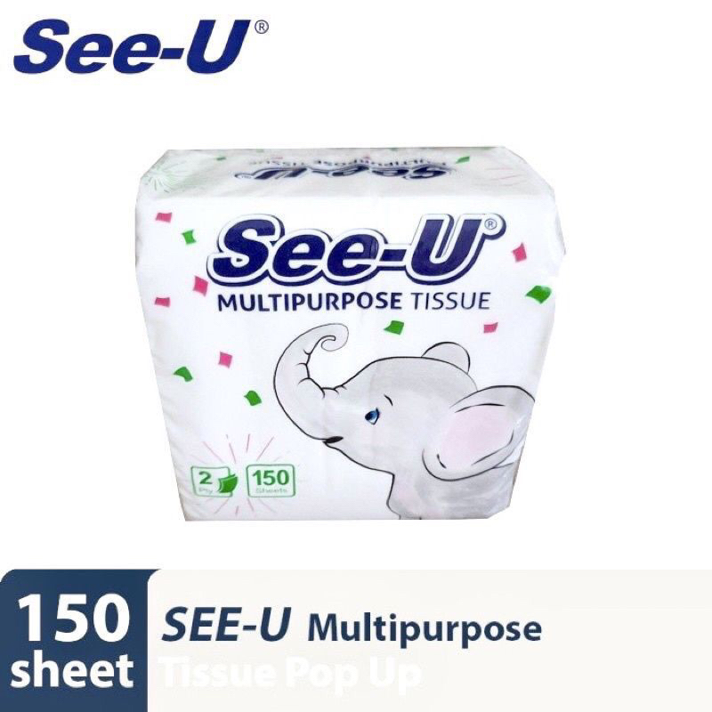 (SUN) TISSUE See U 150s MULTIPURPOSE POP UP GAJAH TISU 2 PLY TISUE MEJA See-U