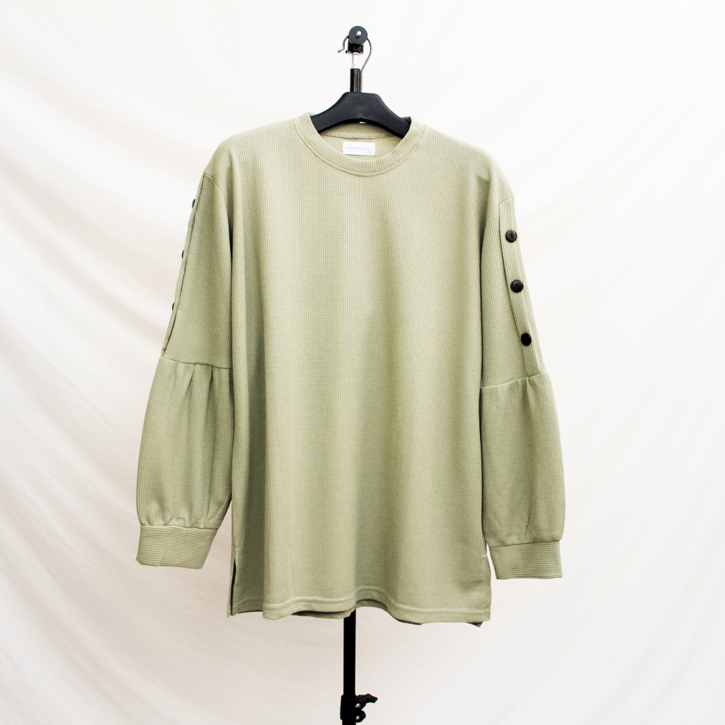 Waffle Blouse Lengan Balon SAGE GREEN | Blouse Wanita | Atasan Wanita