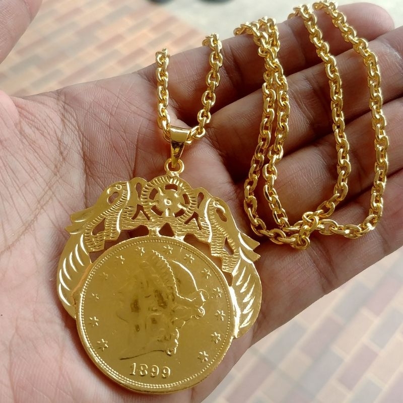 Kalung Emas muda kadar 18% (KALUNG+LIONTIN 6 GRAM)