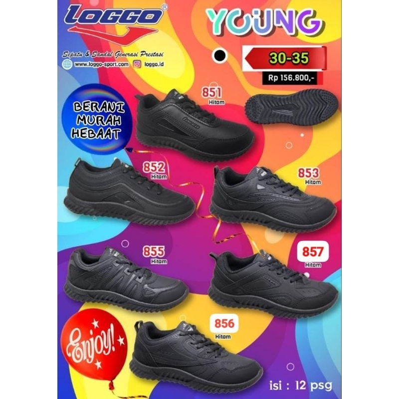 sepatu sekolah anak Loggo khusus hitam
