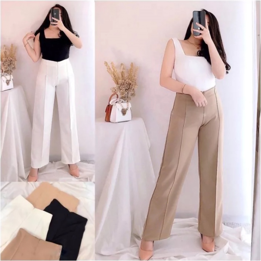 PANTS SCUBA – CELANA PANJANG WANITA – CELANA KANTOR WANITA – CELANA KULOT - CULLOTE HIGHWAIST – CELANA KERJA WANITA