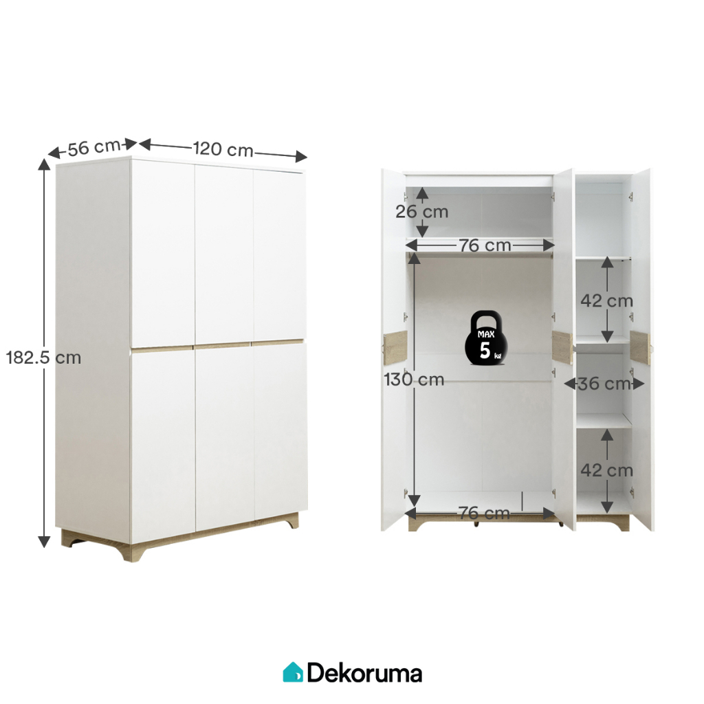 Dekoruma Lemari Pakaian 3 Pintu / Wardrobe  - Cubic LUNA MILANO LP 3P