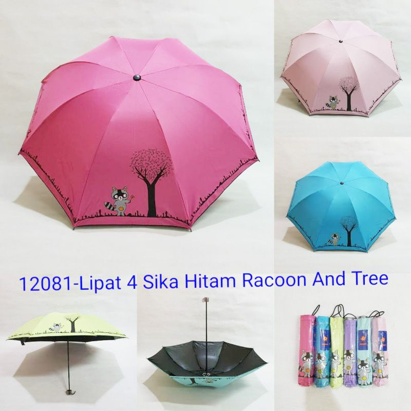 JOPE UMBRELLA - Payung Lipat Motif Racoon And Tree Brand Sakura 12081