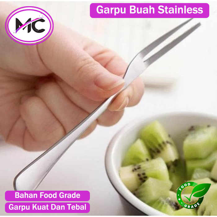 Garpu Buah Mini Stainless Steel Garpu Tusukan Kue Puding Kuat Tebal