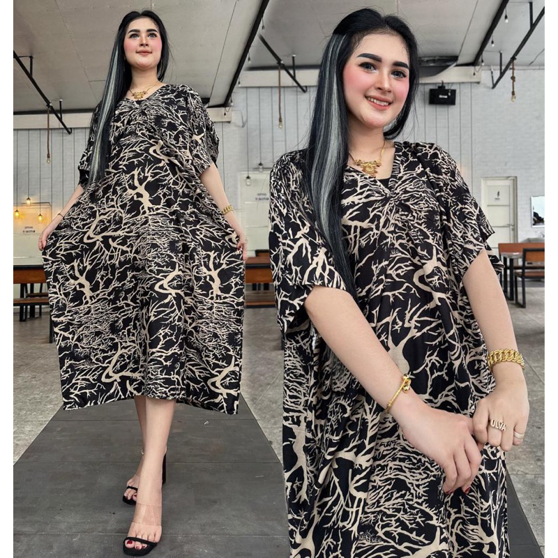 dress kaftan jumbo bunga setrip hitam hitam cokelat DASTER ARAB SUPER JUMBO LD 140 DASTER KEKINIAN SUPER JUMBO | BB 80-110KG