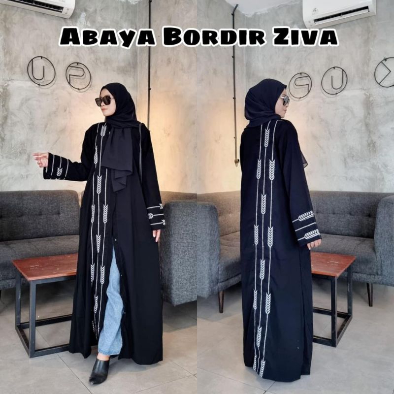 Abaya Gamis Hitam Maxy Dress dewasa Bordir Fashion Muslim Wanita Dubai Turkey Ziva