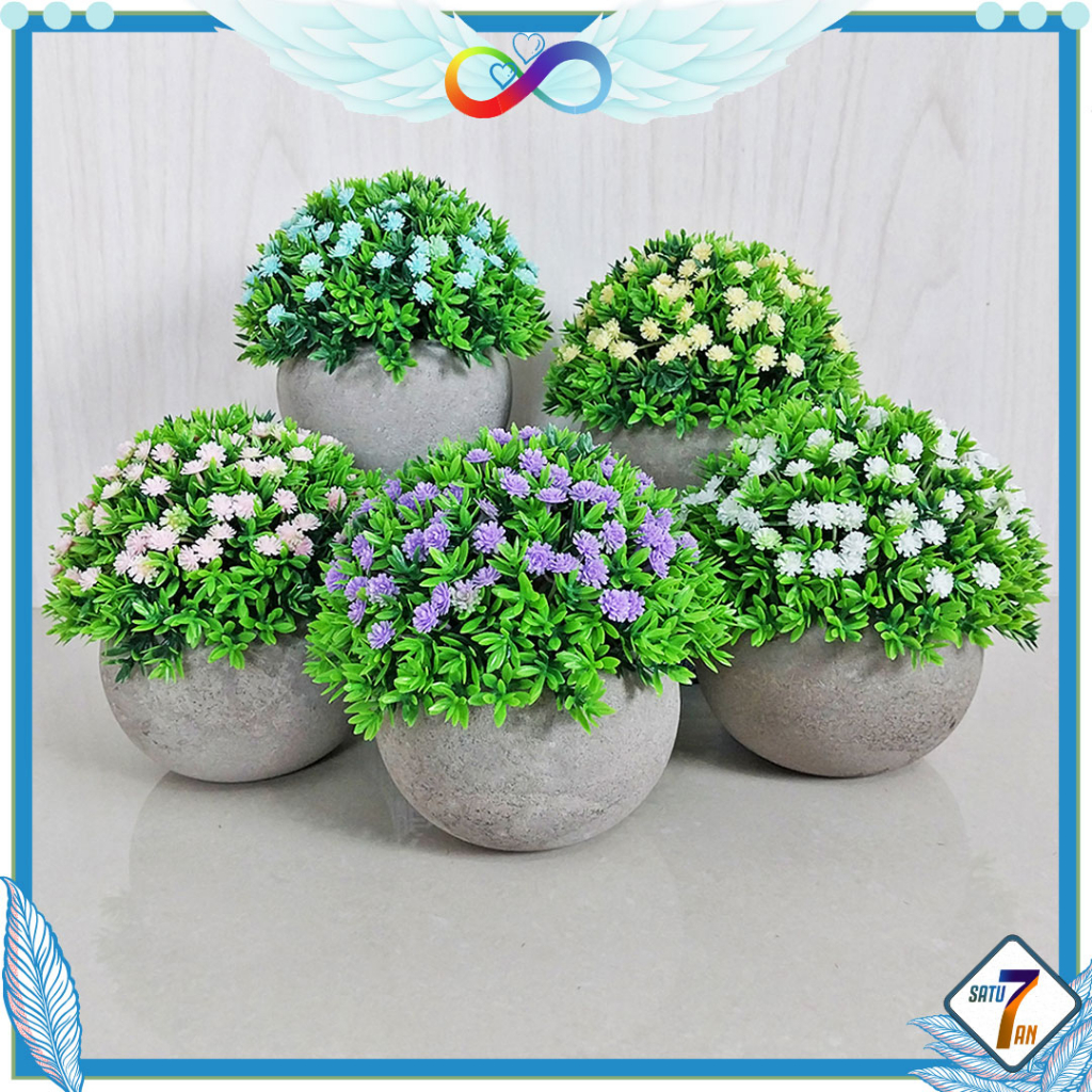 Tanaman Hias Plastik Pot Bunga Bonsai Ornamen Hiasan Bunga Pajangan Dekorasi Rumah Satu7an PBP124