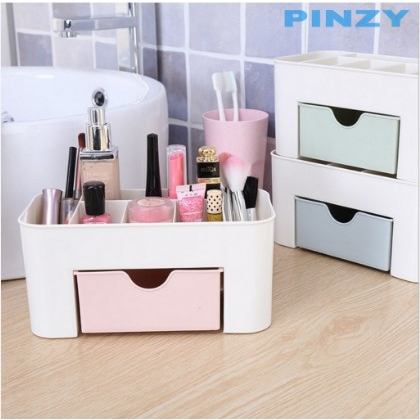 Tempat Make Up Aesthetic Rak Kosmetik Kotak Penyimpanan Wadah Mini Plastik