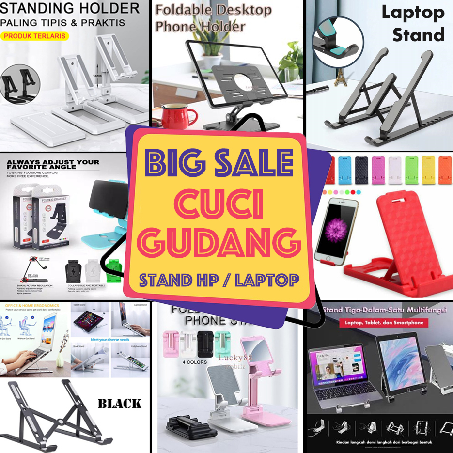BIG SALE CUCI GUDANG  Desktop Multi Stand Handphone Laptop Tab iPad Notebook Folding Bracket Phone H