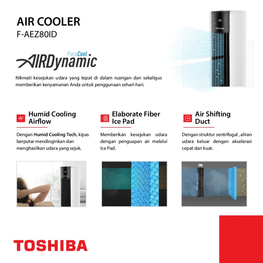 TOSHIBA F-AEZ80ID / FAEZ80ID Air Cooler 7.0 Liter - Timer 10 Jam