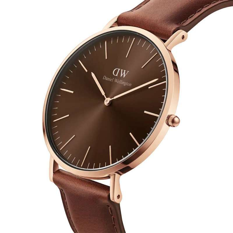 [100% ORIGINAL] Jam Tangan Pria Daniel Wellington Classic St Mawes Rosegold Leather Strap | Dw Original