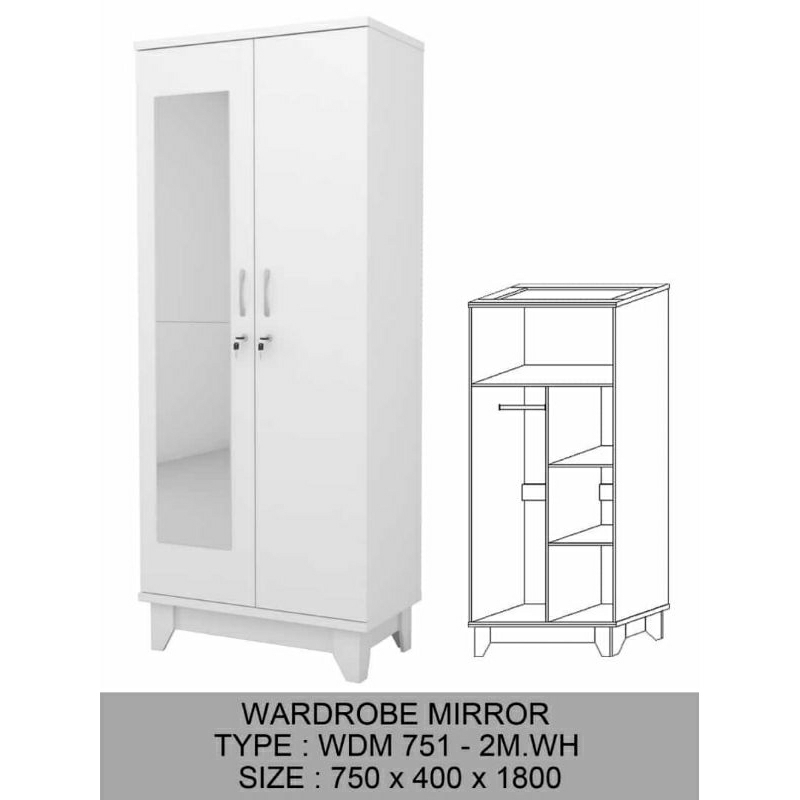 Lemari Kecil Minimalis / Almari Pakaian 2 Pintu