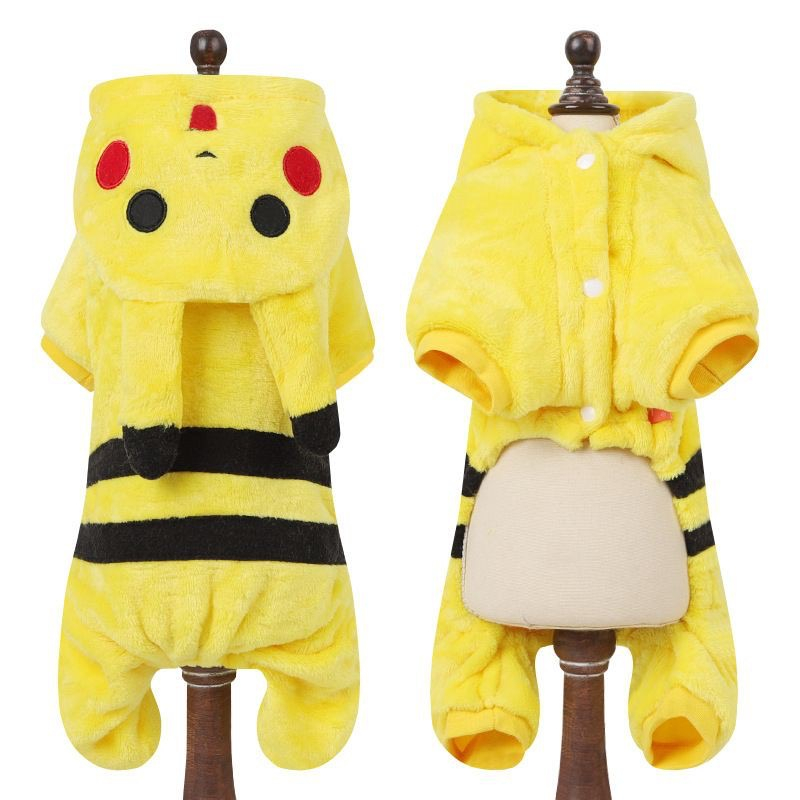 BAJU PIKACHU - Baju Hoodie Pakaian Hewan Kucing Anjing Model Pikachu Jumpsuit