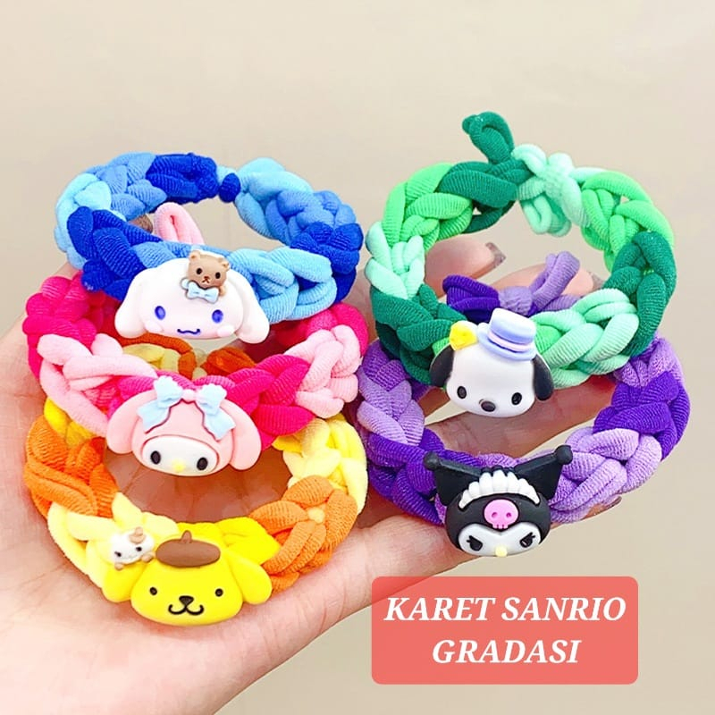 KARET SANRIO GRADASI PITA RAMBUT GELANG ANAK CEWEK FASHION KOREA IMPORT LUCU