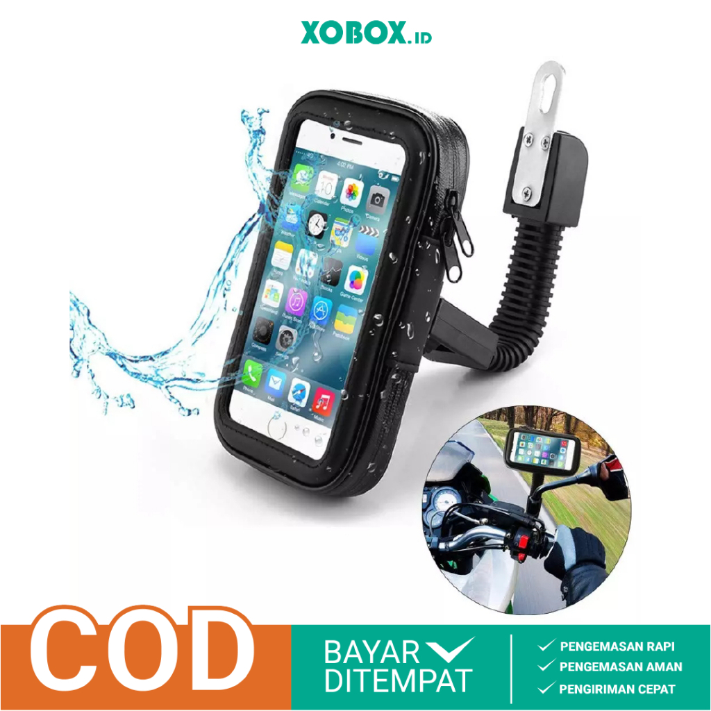 Holder HP Motor Spion Waterproof Case 6 Inchi Dudukan HP Anti Air AH072 - XOBOX