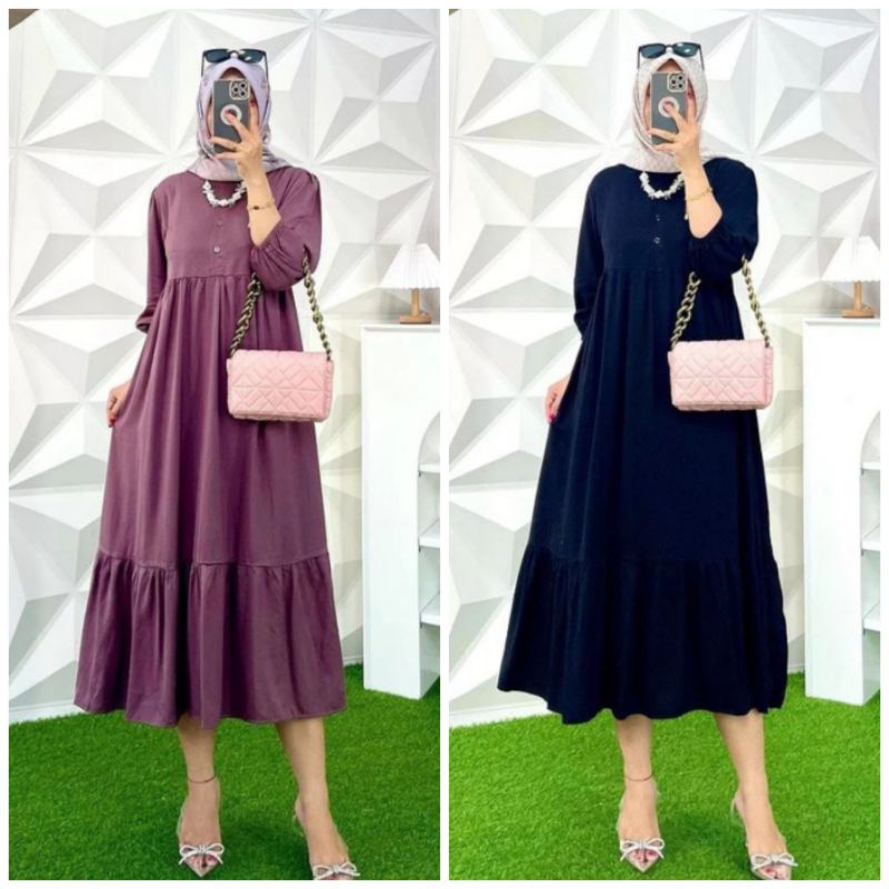 DRESS JUMBO NAYA MIDI DRESS BAHAN POLO LINEN MIDI DRESS WANITA MUSLIM/DRESS WANITA JUMBO/DRESS KEKINIAN/MIDI DRESS TERBARU/TERLARIS/MIDI DRESS MUSLIM/MIDI DRESS KOREAN