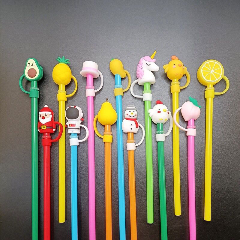 (27 MODEL)Tutup Sedotan Kartun Bahan Silikon BPA Free Aman Digunakan (Sedotan Tidak Termasuk)