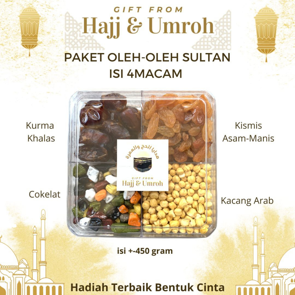 

PAKET SULTAN OLEH-OLEH UMROH HAJI 4 IN 1 | Gift Souvenir Hadiah sekat 4 isi macam sovenir umrah Hajj