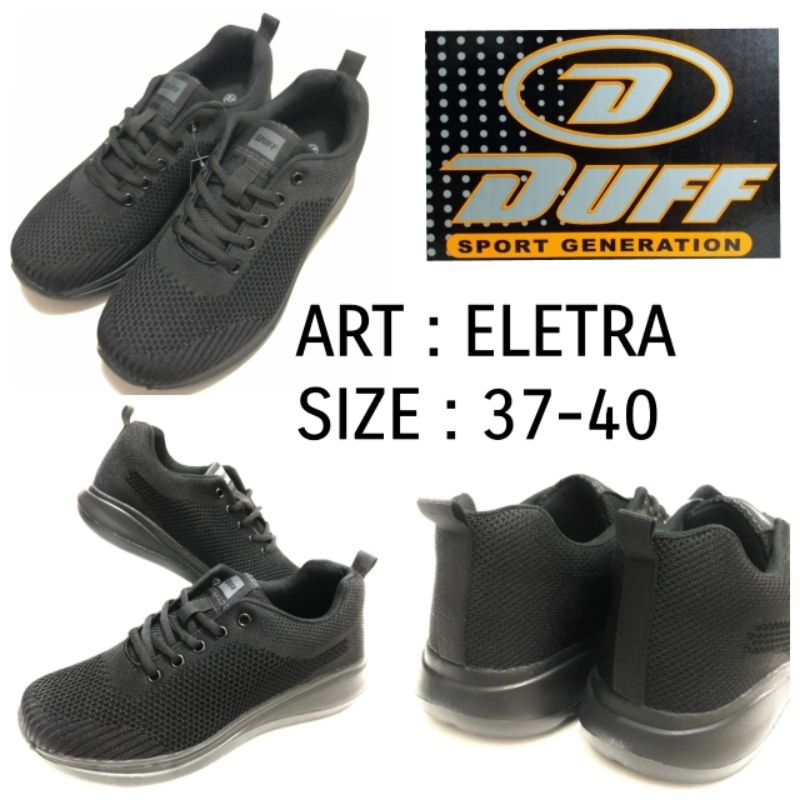 SEPATU SEKOLAH MERK DUFF ELETRA SIZE 37-40 ALLBLACK