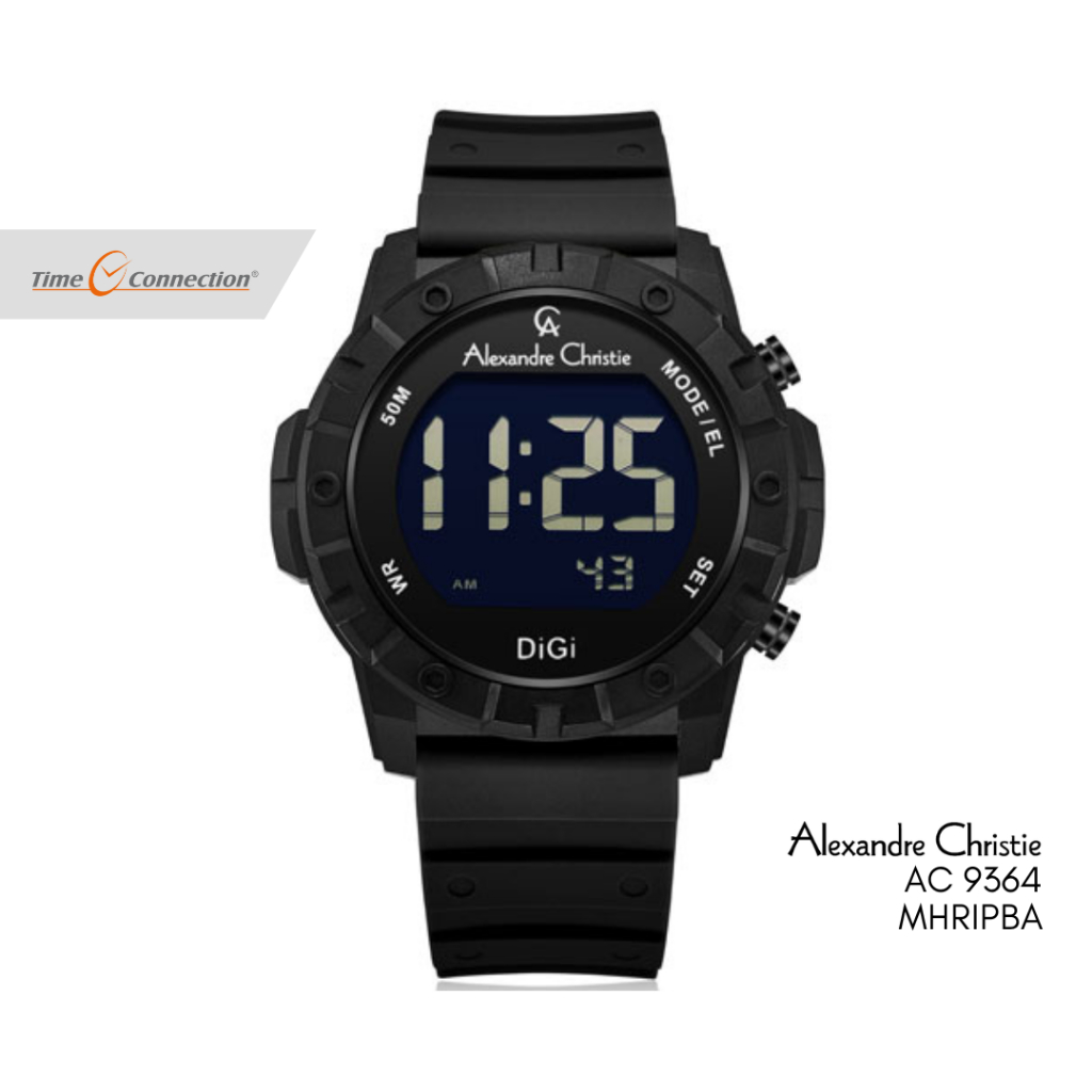 Alexandre Christie AC 9364 MHRIPBA Hitam Original / Jam Tangan Pria Digital Karet