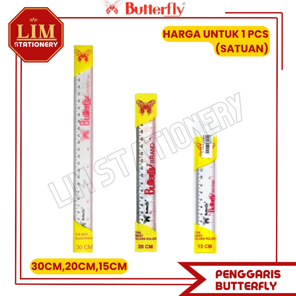 

Penggaris Butterfly 30CM,20CM,15CM (Satuan)