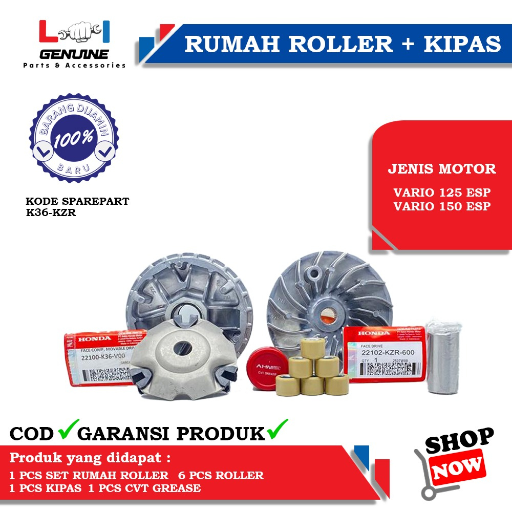 -LOI- RUMAH ROLLER SET KIPAS ROLLER CVT VARIO 125 FI, VARIO 125 ESP NEW, VARIO 150 ESP NEW