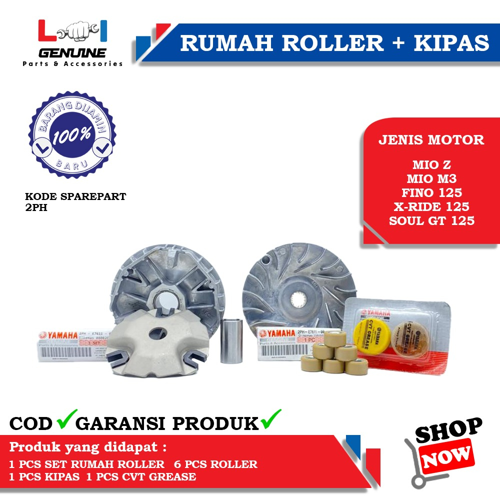 -LOI- RUMAH ROLLER SET KIPAS ROLLER CVT MIO M3 , MIO Z , SOUL GT 125 ,FINO FI 125 , XRIDE 125