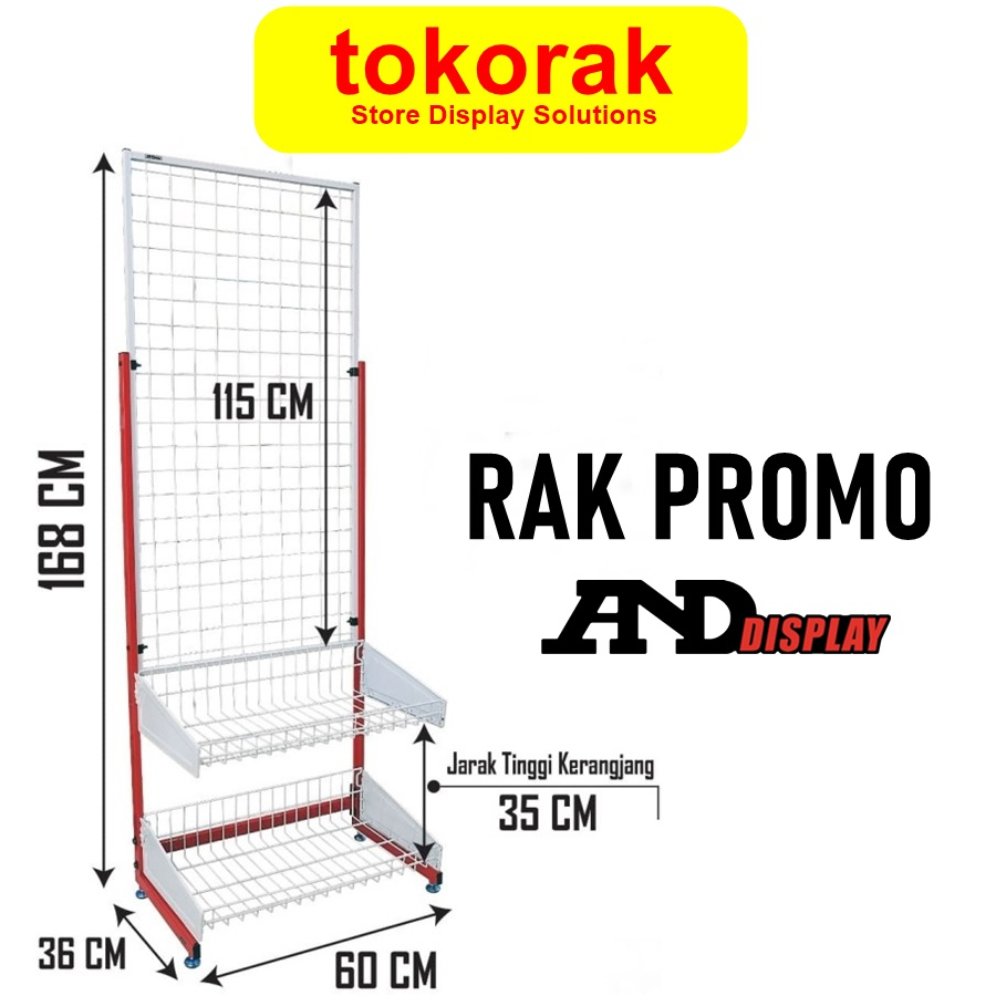 RAK PROMO 2 BASKET KERANJANG ROTI SNACK MINIMARKET SUPERMARKET ANDDISPLAY