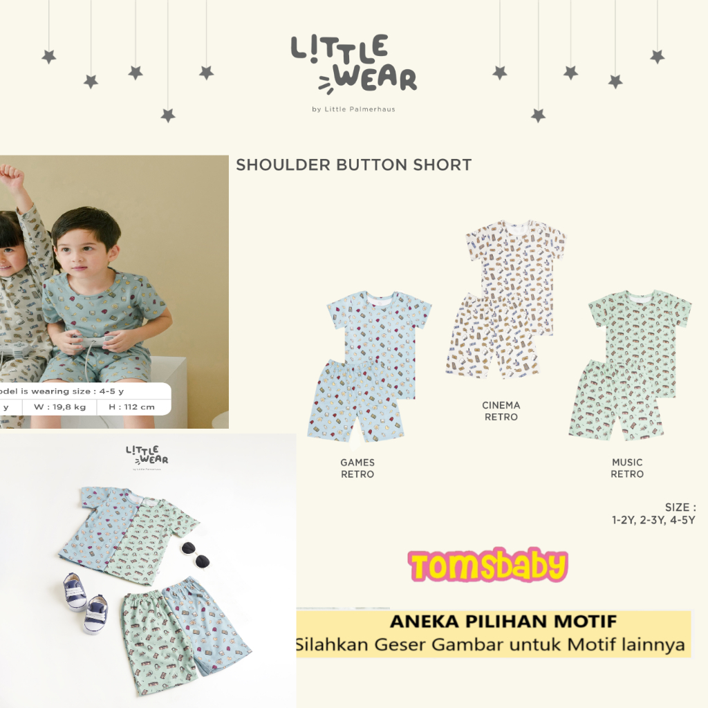 [TOMS] [1-5Tahun] LITTLE PALMERHAUS (1stel) Little Wear SHOULDER Button SHORT Sleeve (Stelan Baju PENDEK) part 1