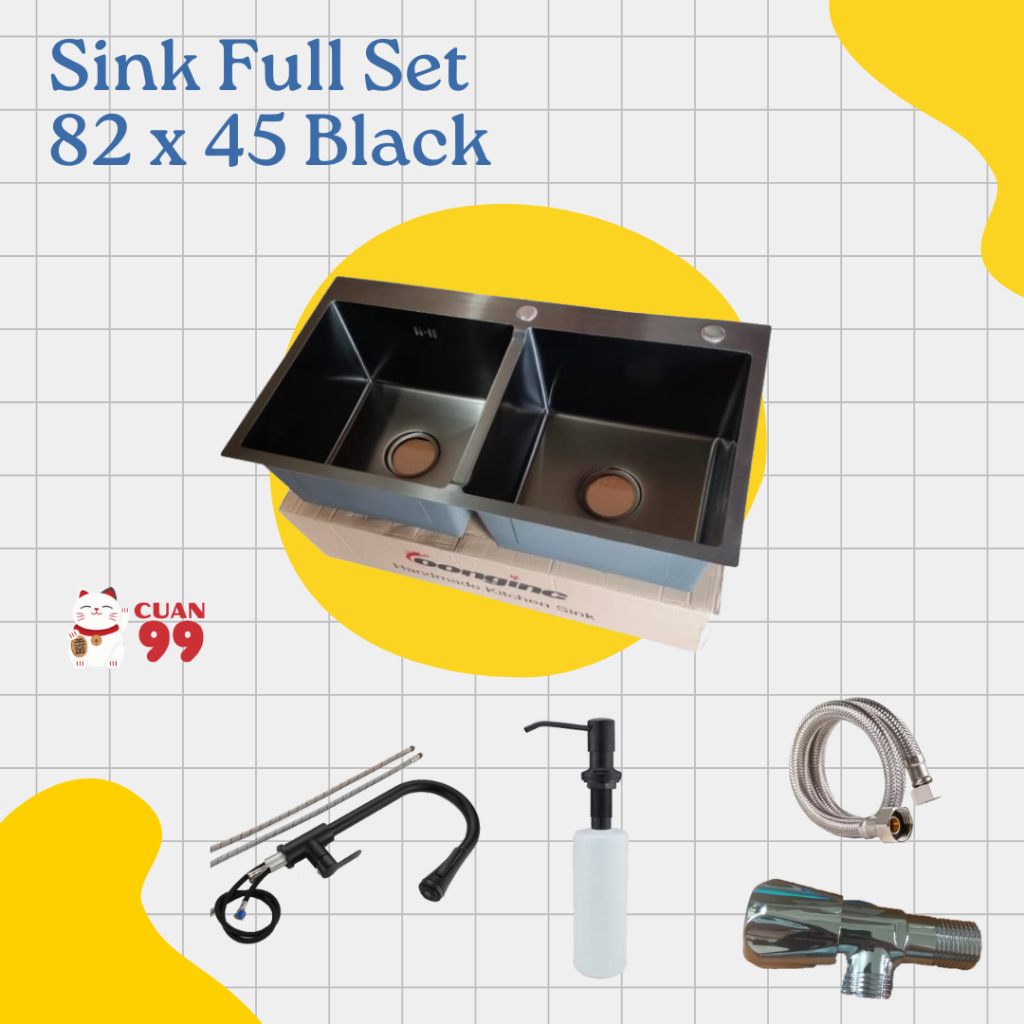 SINK Stainless 304 Black Series 82 X 45 cm - KRAN MIXER KOMPLIT