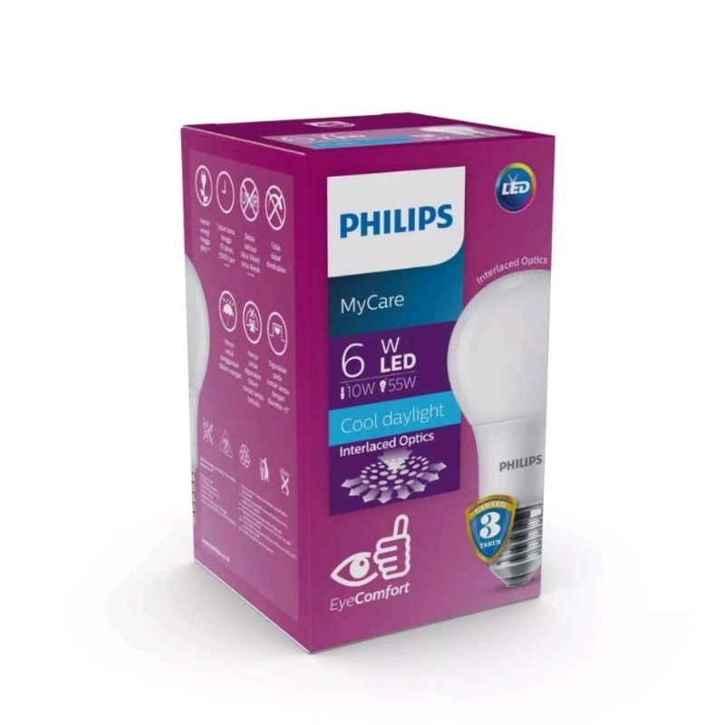Lampu Bohlam Led Philips 6 Watt Putih