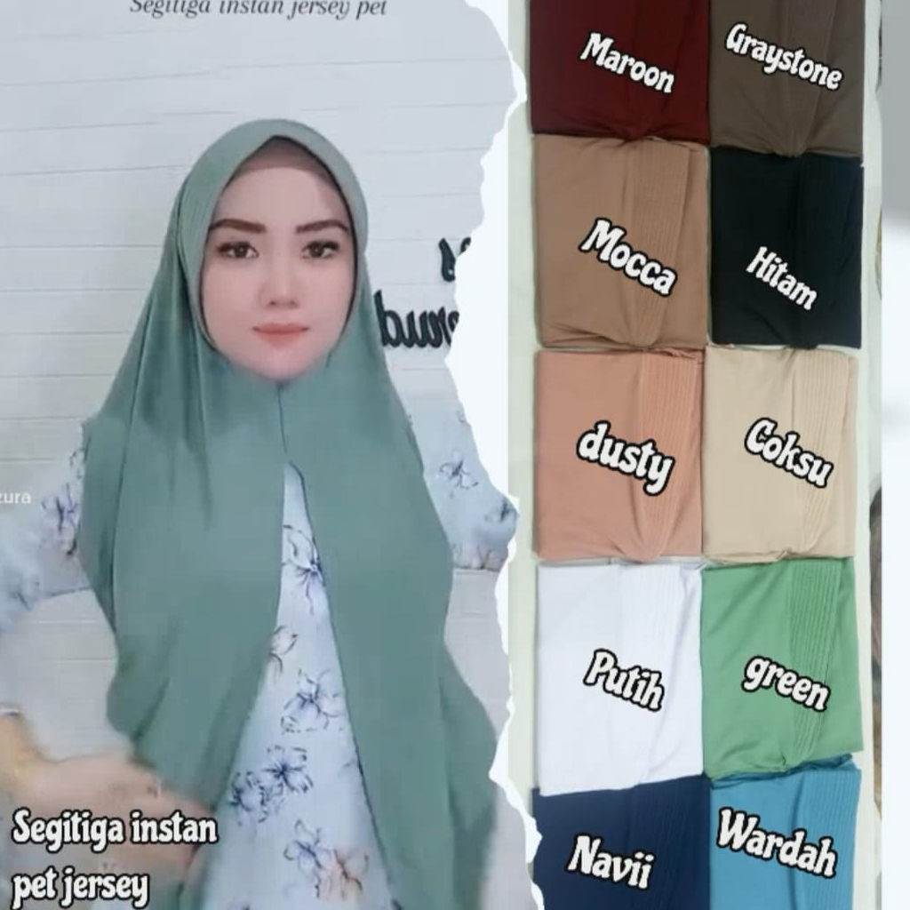 HIjab Kerudung Segitiga Instan Pad - Jilbab Instan Jersey Premium Dilengkapi Busa Pad