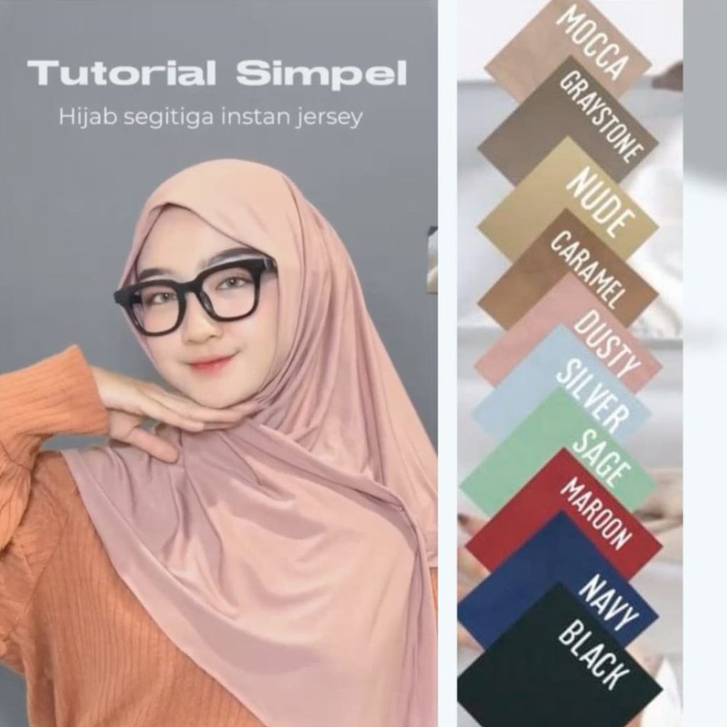 Hijab Kerudung Segitiga Instan Non-Pad - Jilbab Segitiga Instan Jersey Premium