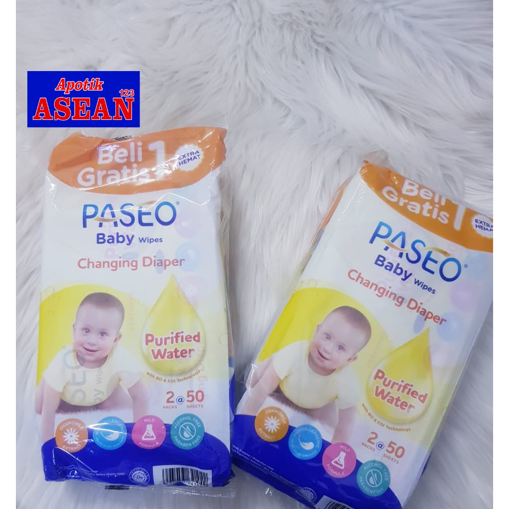 Paseo Baby Wipes Changing Diaper Chamomile 2@50SHEETS