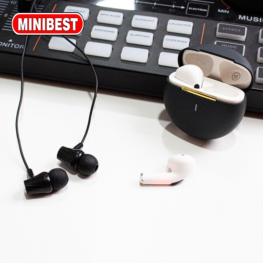 MB MINIBEST TWS Earphone Headset Bluetooth PRO6 Headphone Suara Super Bass, Earbud Nirkabel Earphone Tws dengan Kotak Pengisian