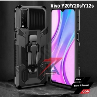 Case Vivo Y12s-Y20-Y20i-Y20s/Y20 G I-Cristal Blet Clip Robot HardCase - kick standing klip Case tran