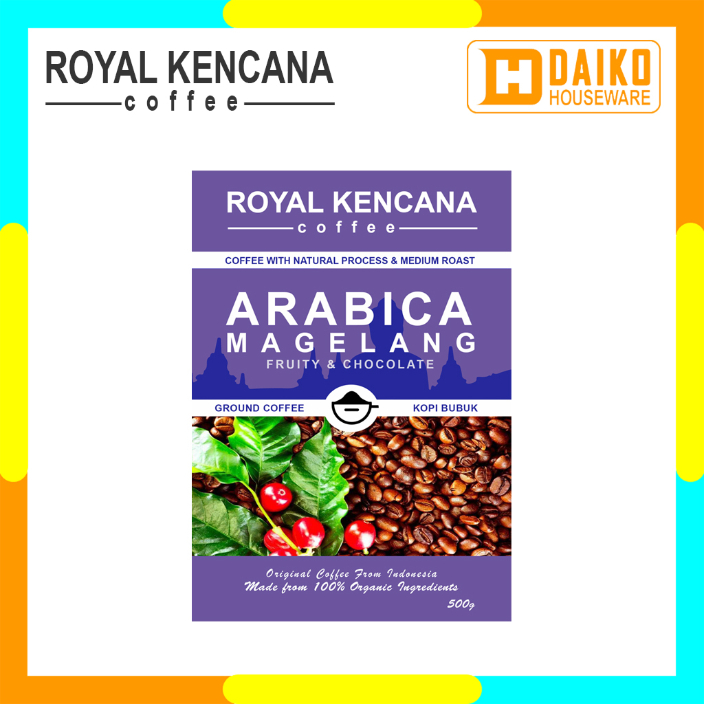 Kopi Bubuk Royal Kencana Arabica Magelang Natural Process Medium Roast - Ground Coffee Sachet Bag 250g &amp; 500g